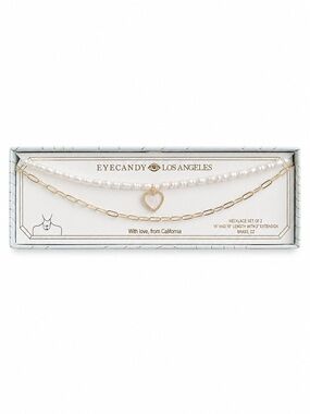 Eye Candy Layered Pearl Heart Necklace Set Coquette Quiet Luxury Balletcore